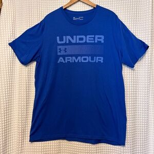 Under Armor Men’s Short Sleeve Royal Blue T-shirt Size XL Loose Fit Heatgear